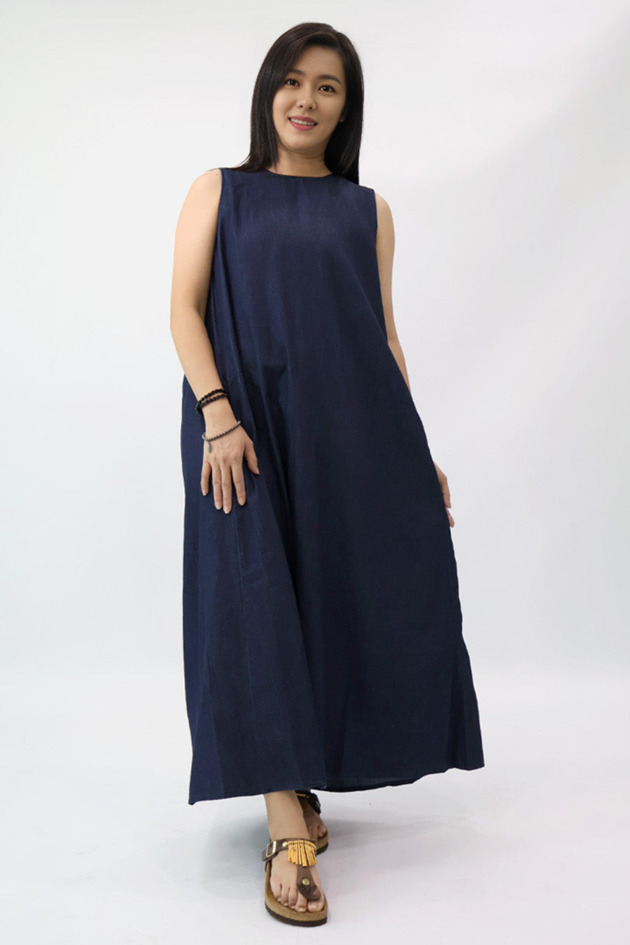 Denim Cut Out Back Midi Dress Pure Qloset