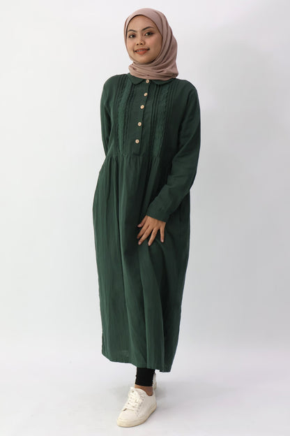 Collar Pintuck Long Dress