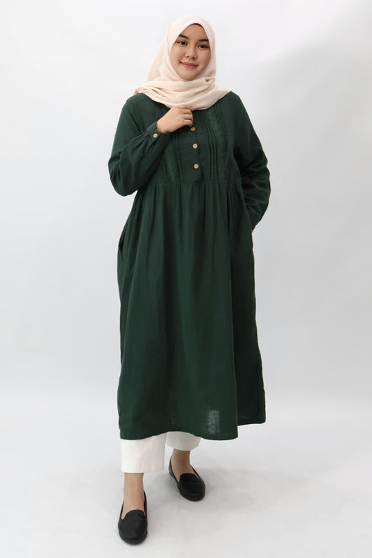 Collar Pintuck Long Dress