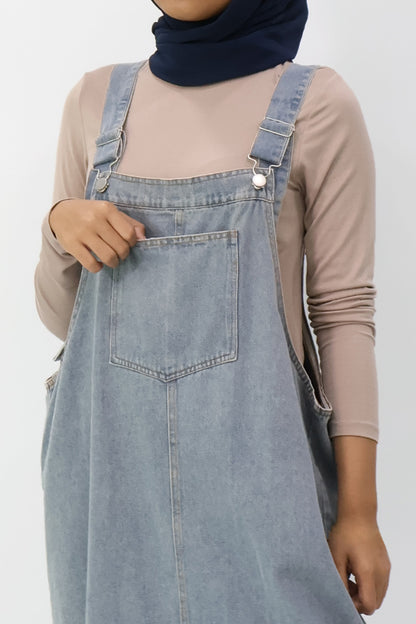 Denim Pinafore Midi Dress