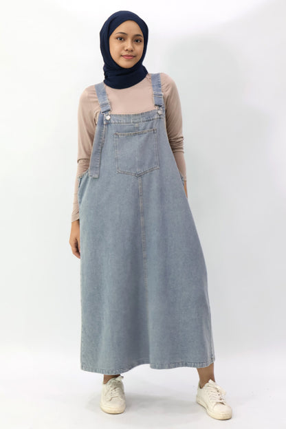 Denim Pinafore Midi Dress