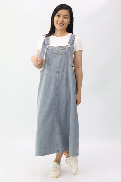 Denim Pinafore Midi Dress