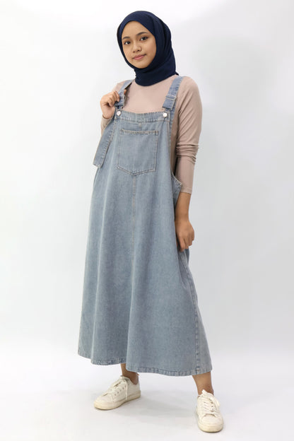 Denim Pinafore Midi Dress