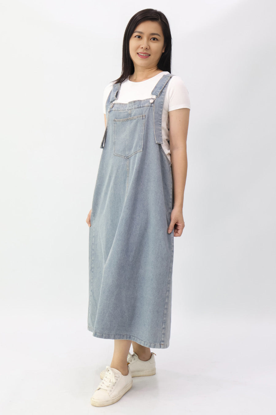 Denim Pinafore Midi Dress