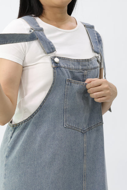 Denim Pinafore Midi Dress