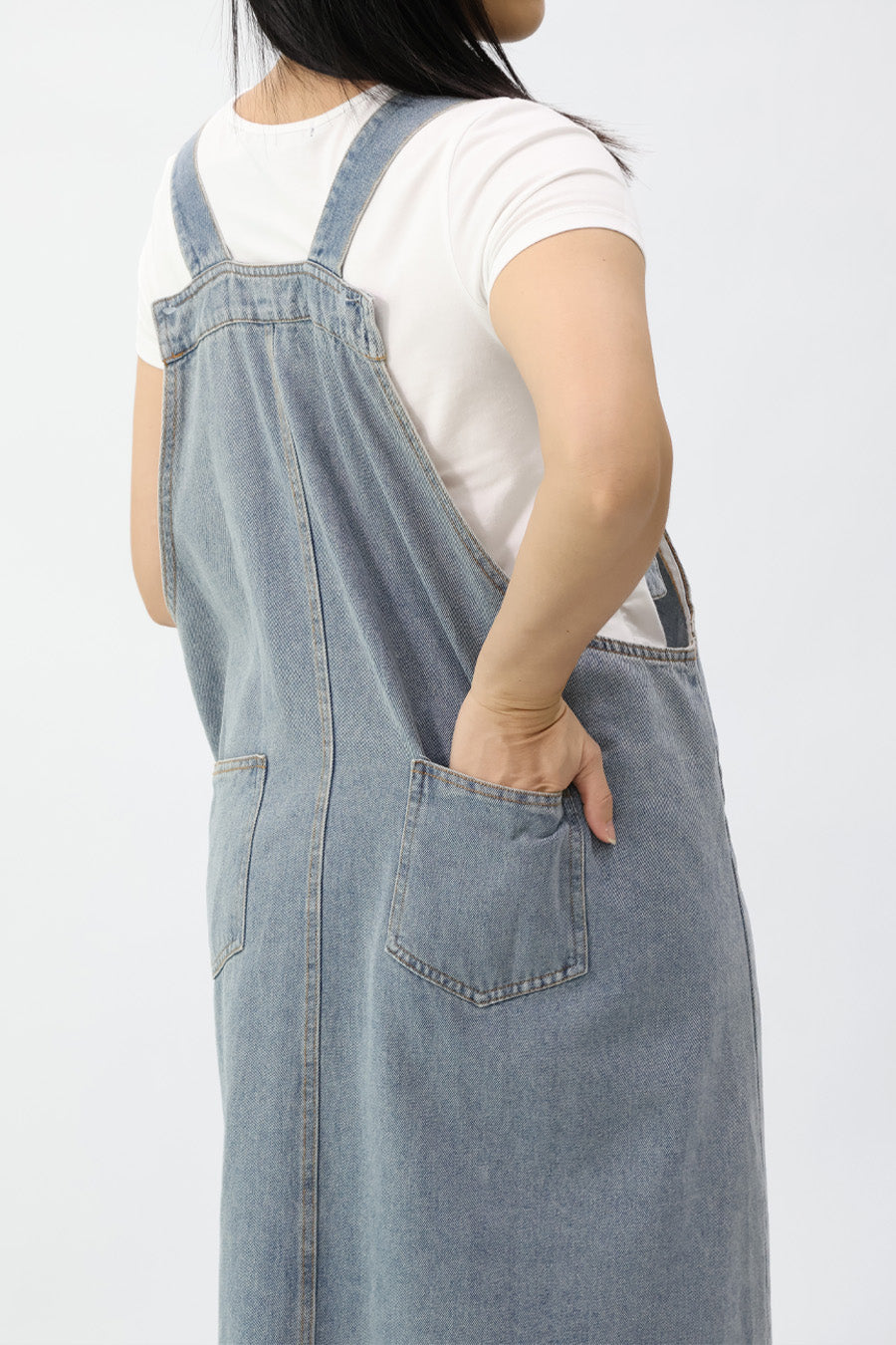 Denim Pinafore Midi Dress