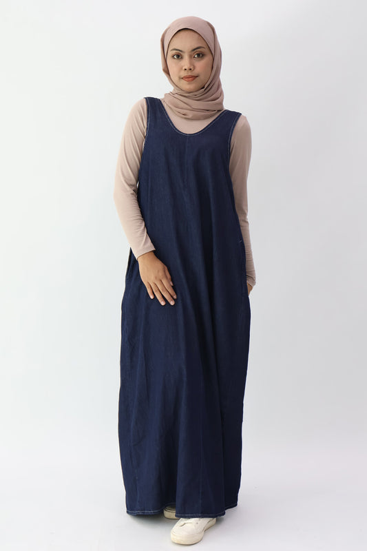 Low Back Denim Maxi Dress