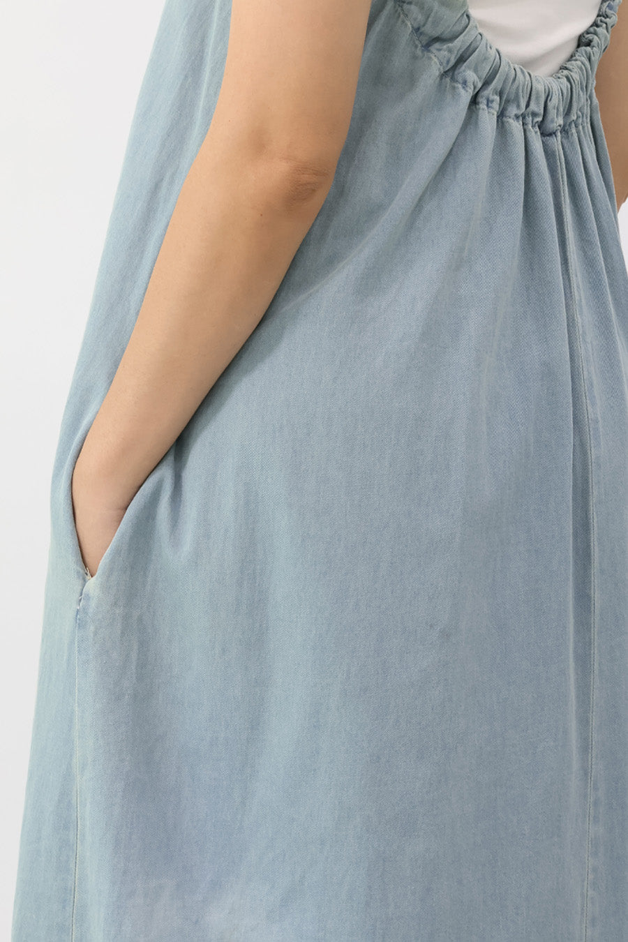 Low Back Denim Maxi Dress