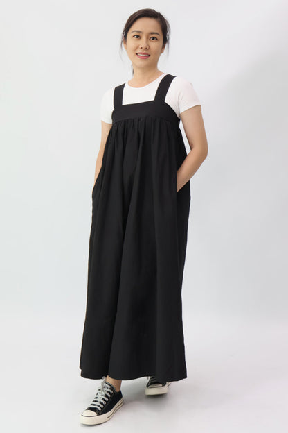 Solid Square Neck Long Dress