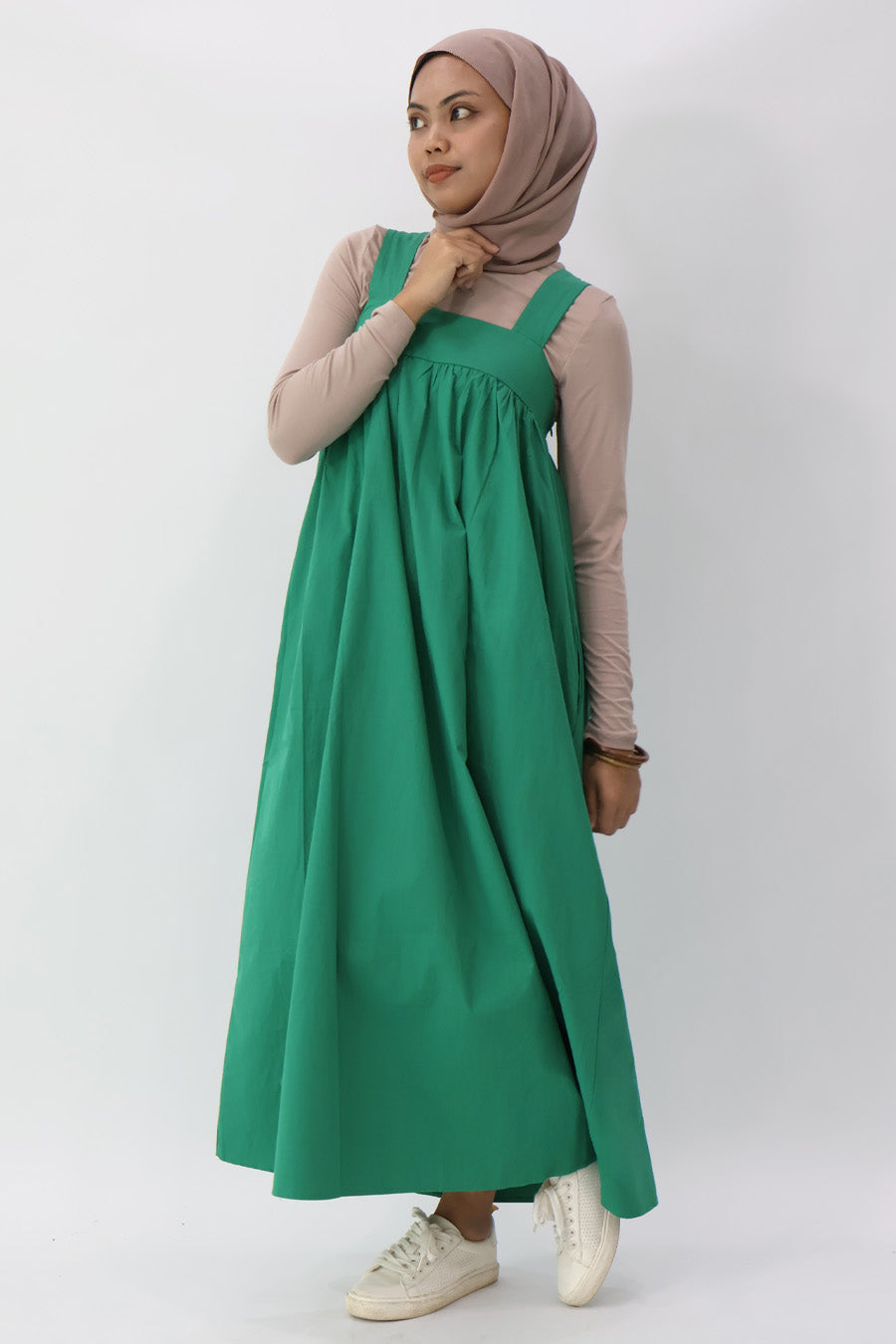 Solid Square Neck Long Dress