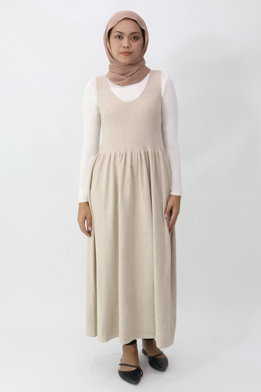 Sleeveless Gathered Knit Dress