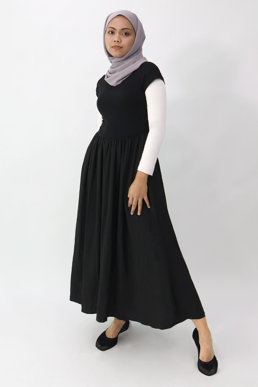 Gathered Waist Long Dress