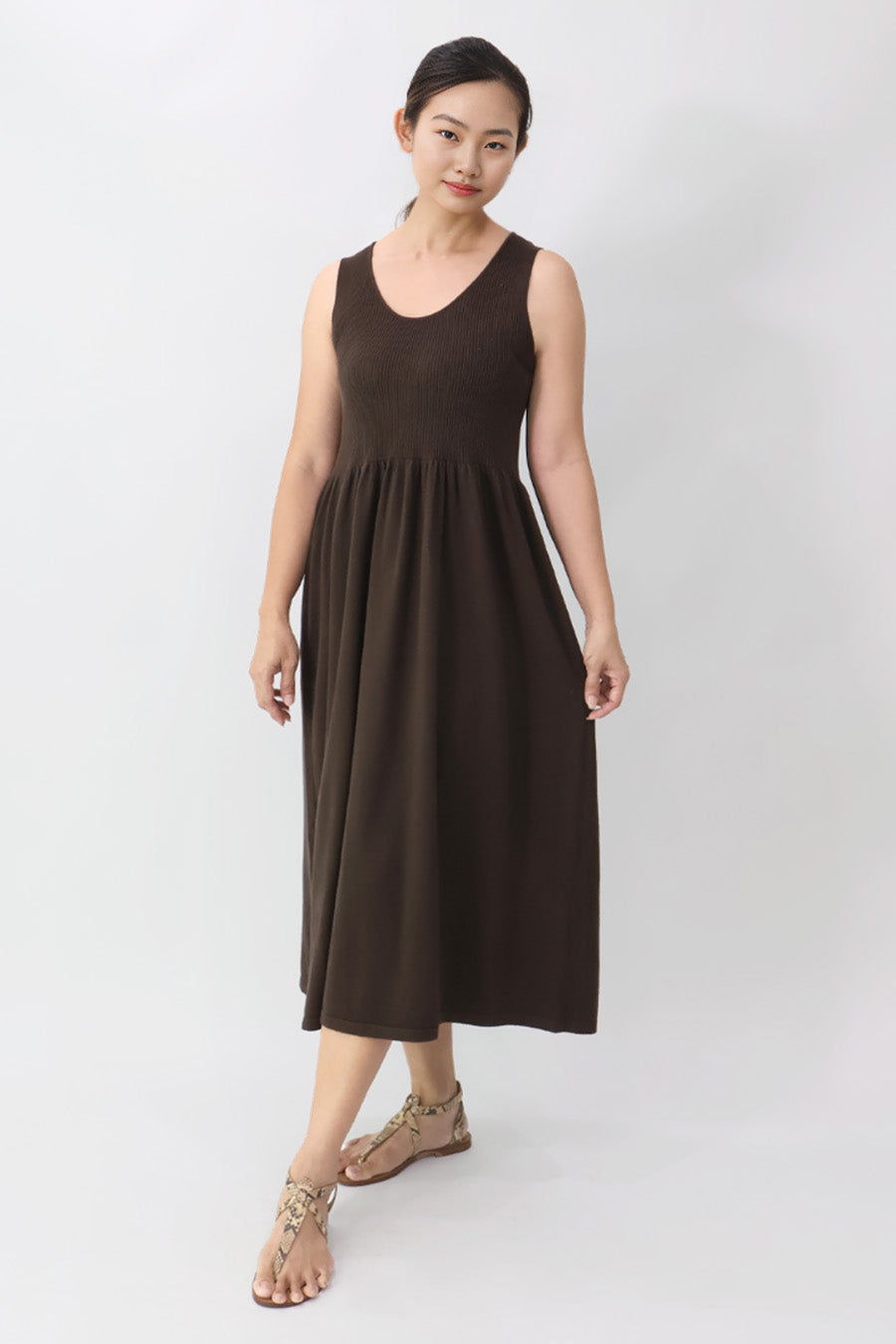 Sleeveless Gathered Knit Dress