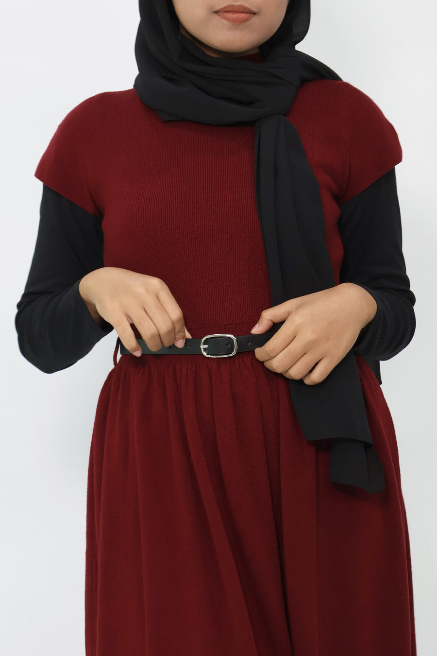 Belted Gathered Knit Dress